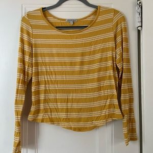 Yellow Ribbed Stripe long sleeve top